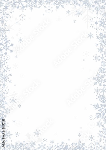 Snowflakes on white background vector frame