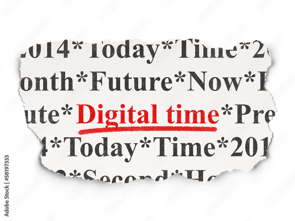 Timeline concept: Digital Time on Paper background
