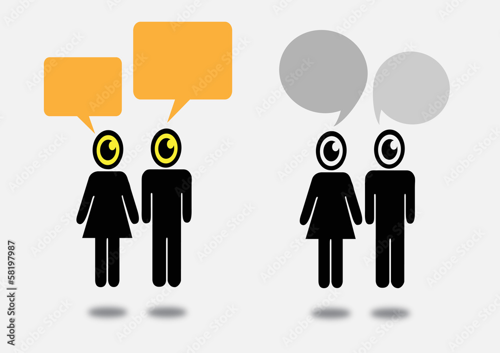 Hand drawn people and speech bubbles set Hand drawn people and speech bubbles set