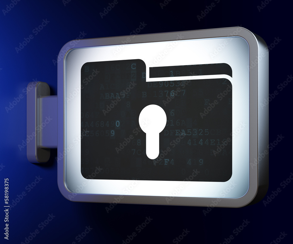 Fototapeta premium Finance concept: Folder With Keyhole on billboard background