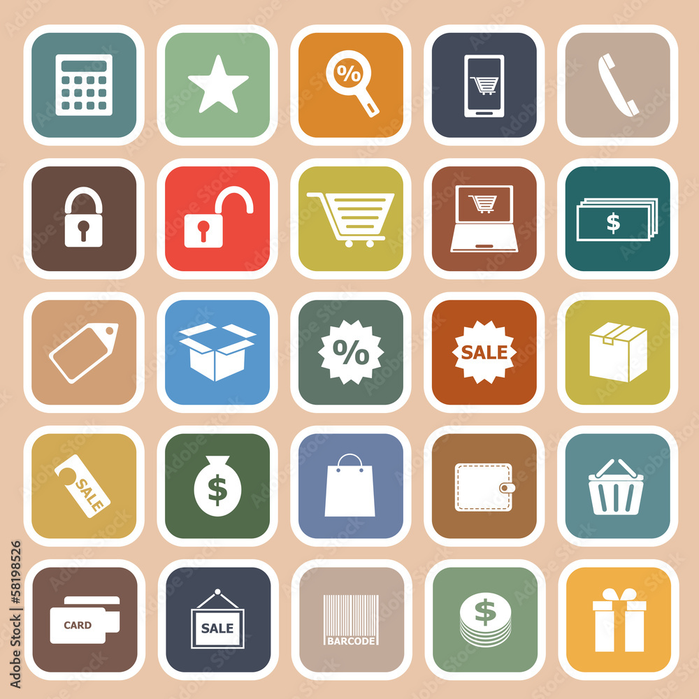 Shopping flat icon on orange background Shopping flat icon on orange background