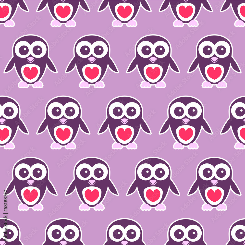 Cute seamless pattern with little penguins Cute seamless pattern with little penguins