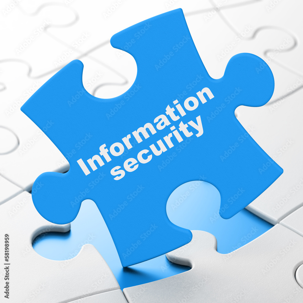 Protection concept: Information Security on puzzle background Protection concept: Information Security on puzzle background