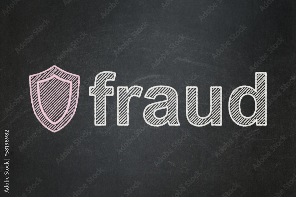 Obraz premium Protection concept: Shield and Fraud on chalkboard background