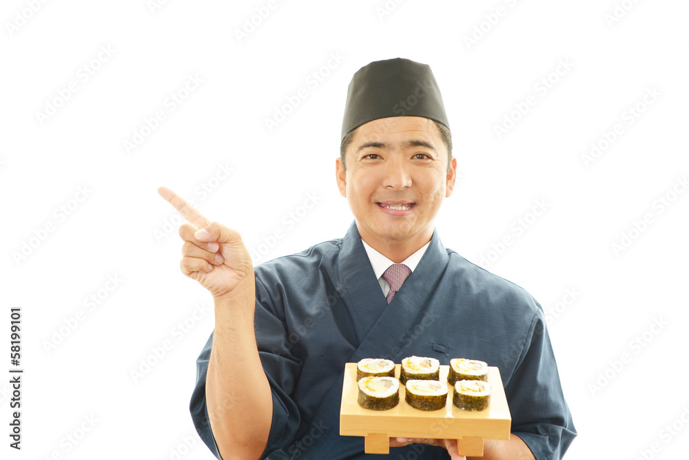 笑顔の寿司職人