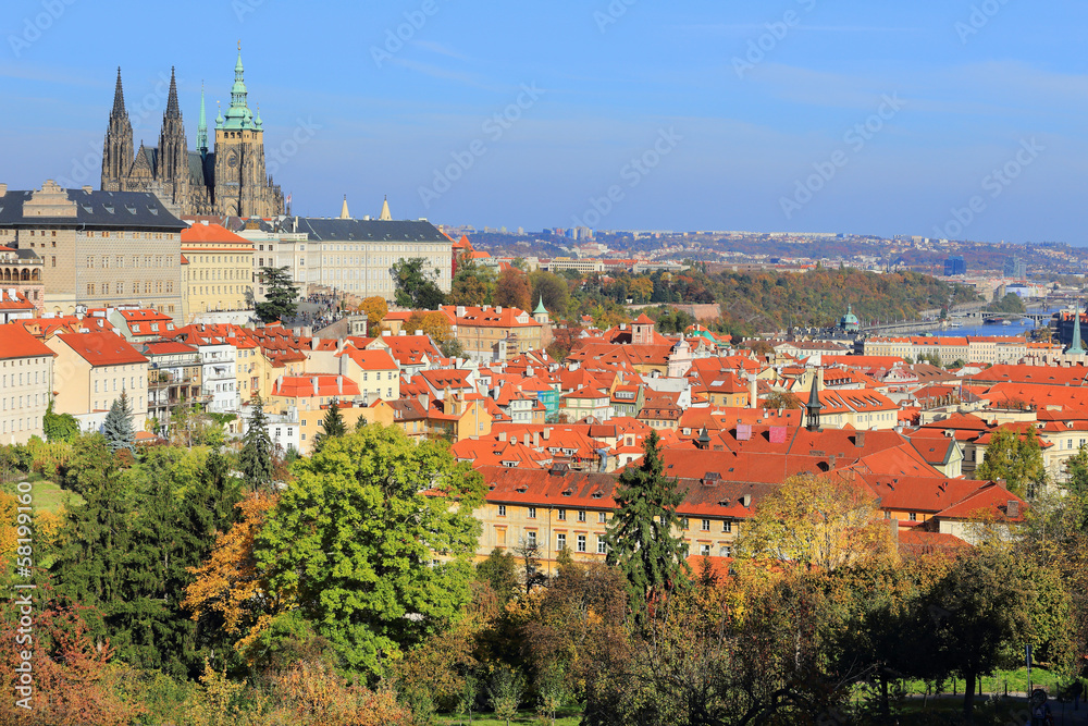 Autumn Prague gothic Castle, Czech Republic