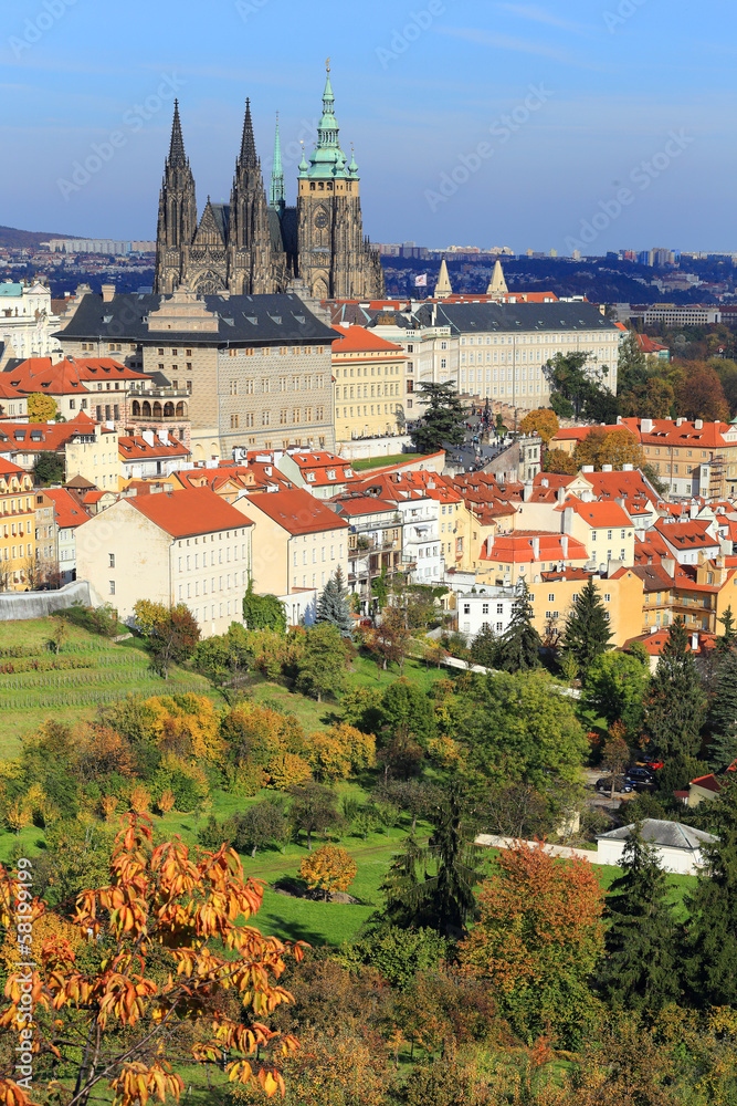 Autumn Prague gothic Castle, Czech Republic