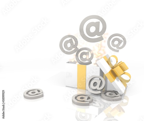 christmas present with email icon