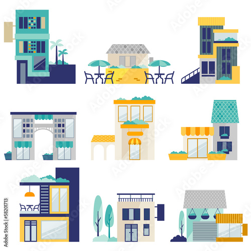 set of shopping center