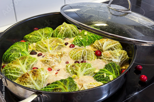 Savoy cabbage filled with minced meat.