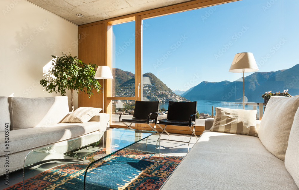 Fototapeta premium beautiful modern house in cement, interiors,0