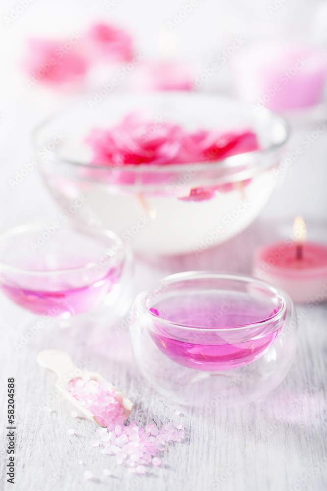 spa set with begonia flowers and essential oil spa set with begonia flowers and essential oil