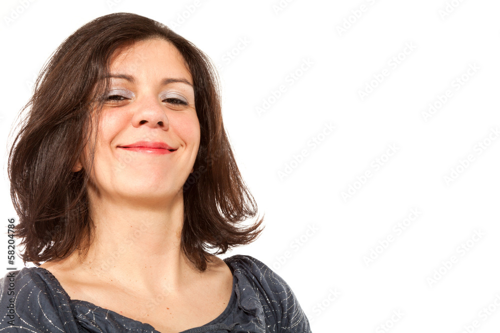 nice woman with gray blouse, portrait in studio nice woman with gray blouse, portrait in studio