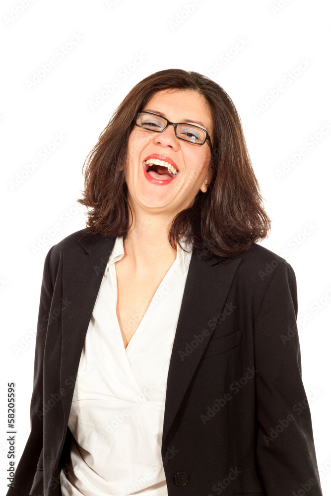 nice woman with black jacket, portrait in studio