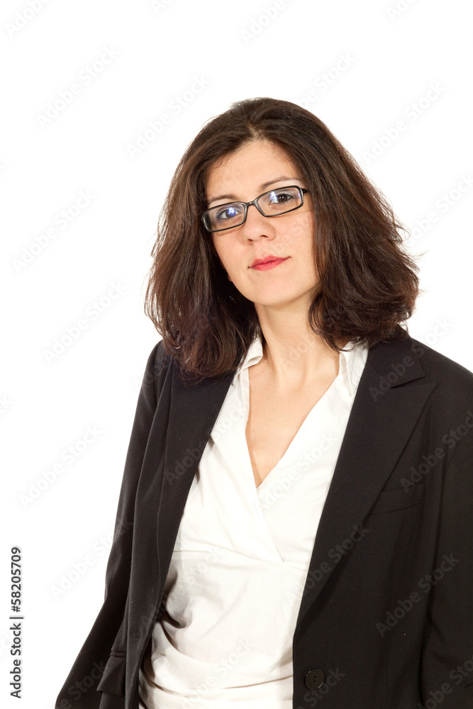 nice woman with black jacket, portrait in studio nice woman with black jacket, portrait in studio
