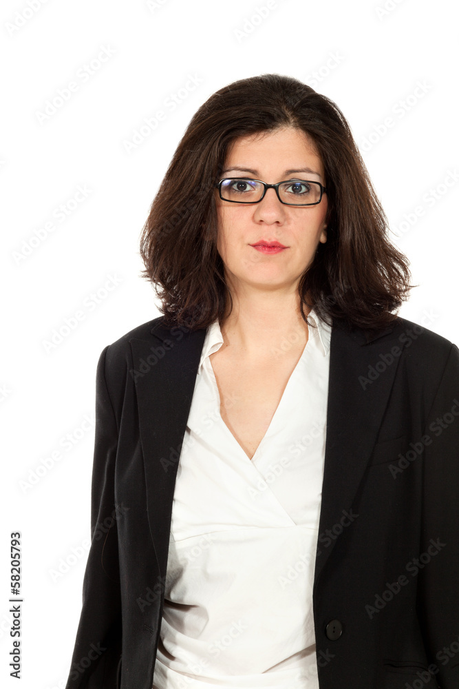 nice woman with black jacket, portrait in studio nice woman with black jacket, portrait in studio