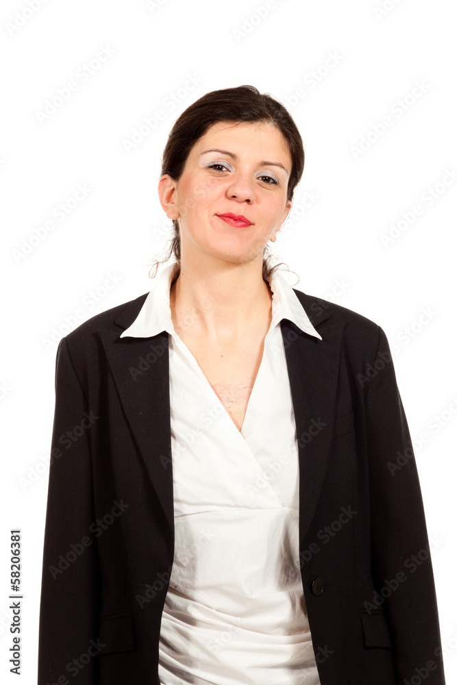 nice woman with black jacket, portrait in studio nice woman with black jacket, portrait in studio