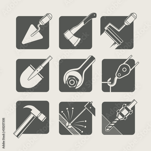 construction tools. set of vector icons. vector illustration