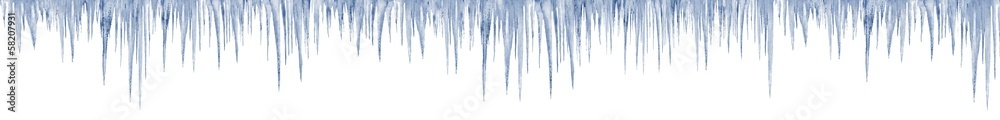 icicles on white background 1 meter long in print size - obrazy, fototapety, plakaty 