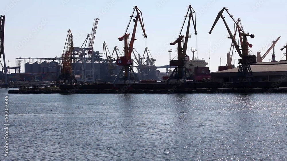Ship to unload at a sea port. Odessa, Ukraine (Time Lapse) Ship to unload at a sea port. Odessa, Ukraine (Time Lapse)