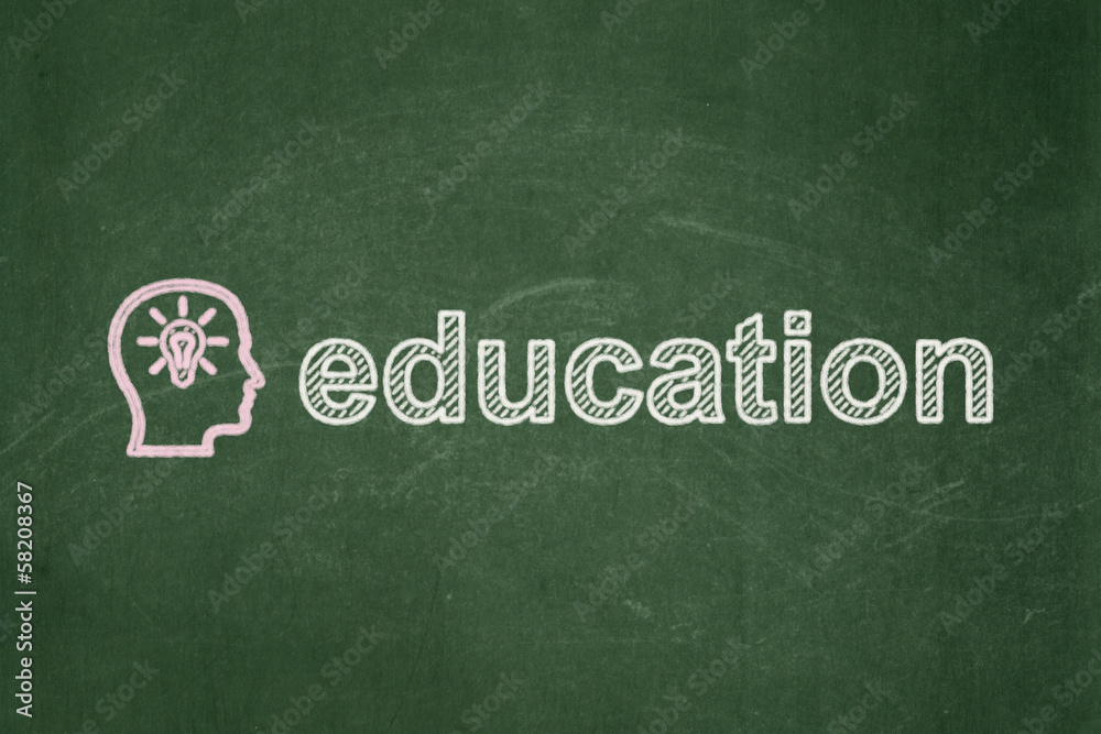 Fototapeta premium Education concept: Head With Lightbulb and Education