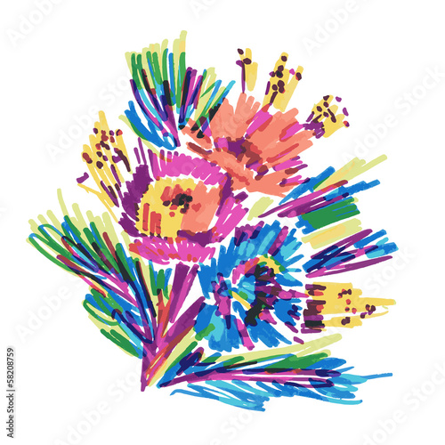 Fototapeta Naklejka Na Ścianę i Meble -  vector stylized flowers painted marker