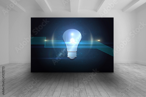 Room with futuristic picture of light bulb
