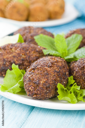 Kibbeh - Middle Eastern minced meat and bulghur fried snack