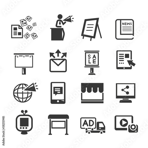 media and advertising icon set