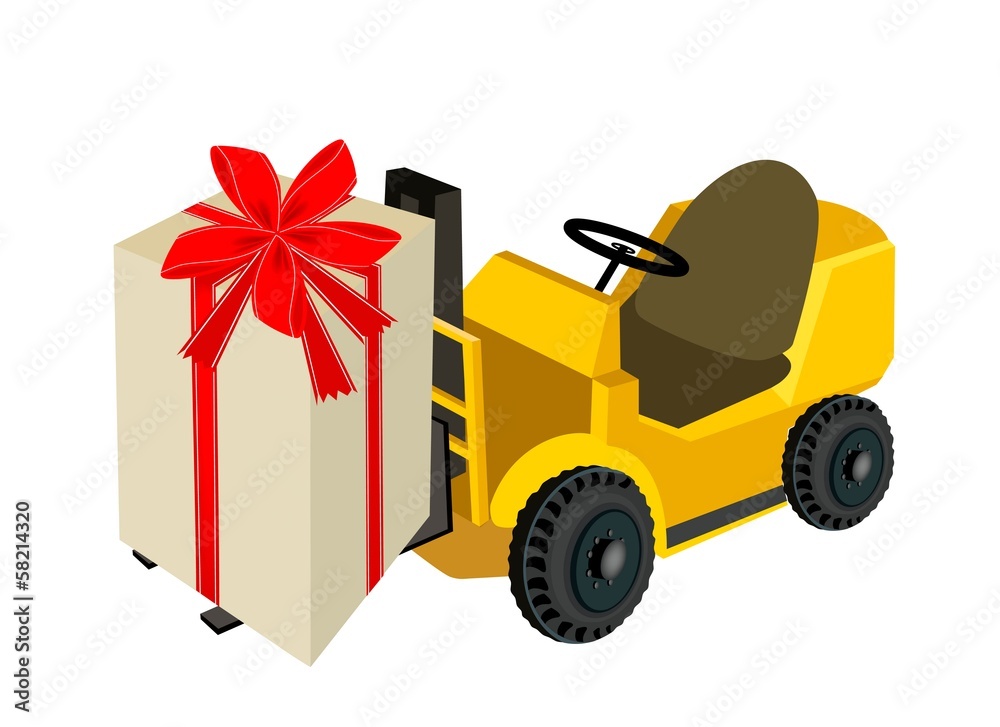 Forklift Truck Loading A Beautiful Gift Boxes Forklift Truck Loading A Beautiful Gift Boxes