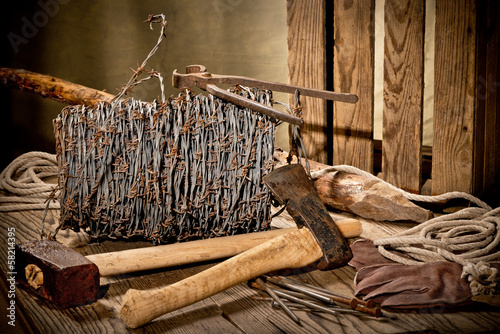 still life with barbed wire photo