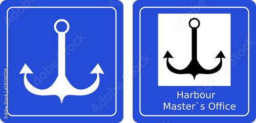 anchor and harbor sea sign