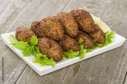Kibbeh - Middle Eastern minced meat and bulghur fried snack