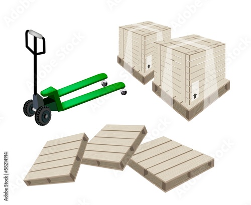 A Pallet Truck Loading A Shipping Box