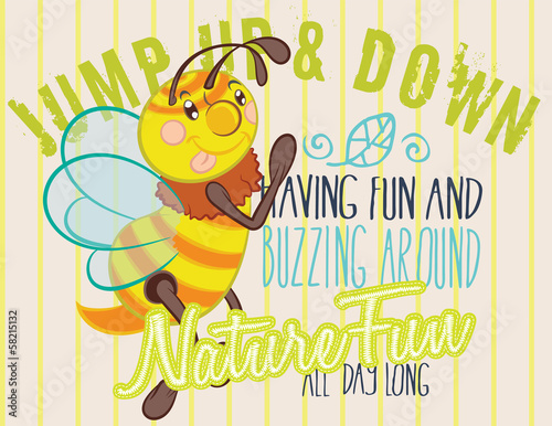 Athletic department with cute bee illustration vector