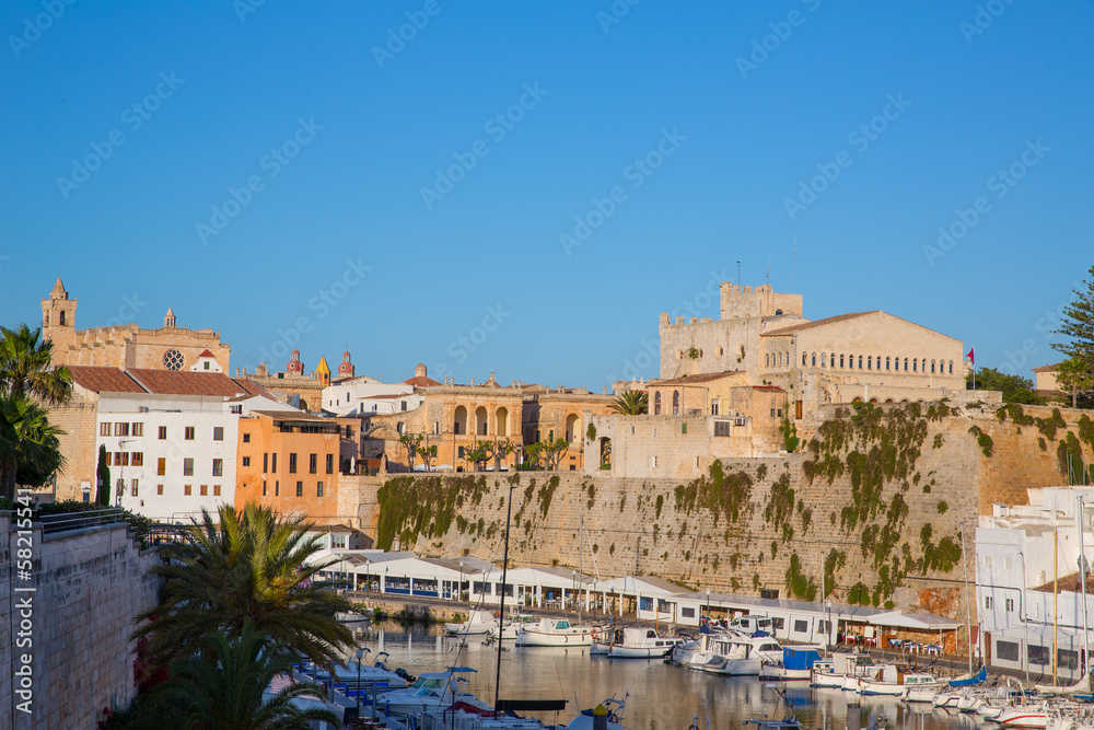 Ciutadella Menorca Port town hall and cathedral