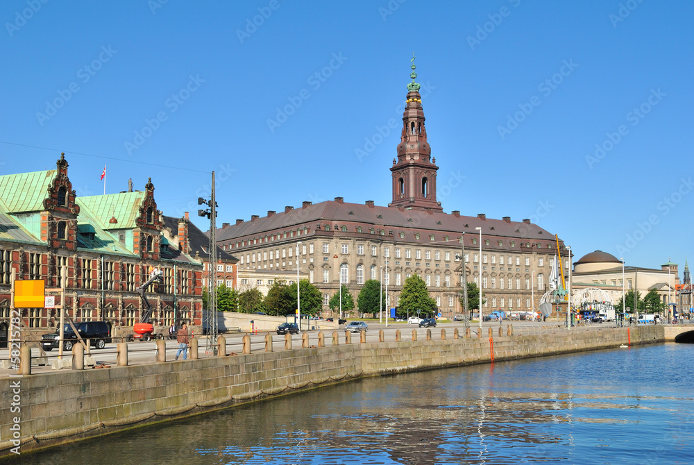 Fototapeta premium Copenhagen. Island Slotsholmen embankment