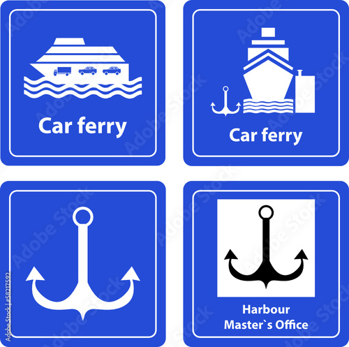 car ferry and harbor sea sign