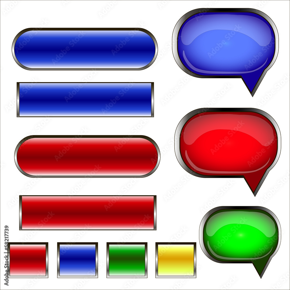 Set of speech bubbles and buttons Set of speech bubbles and buttons
