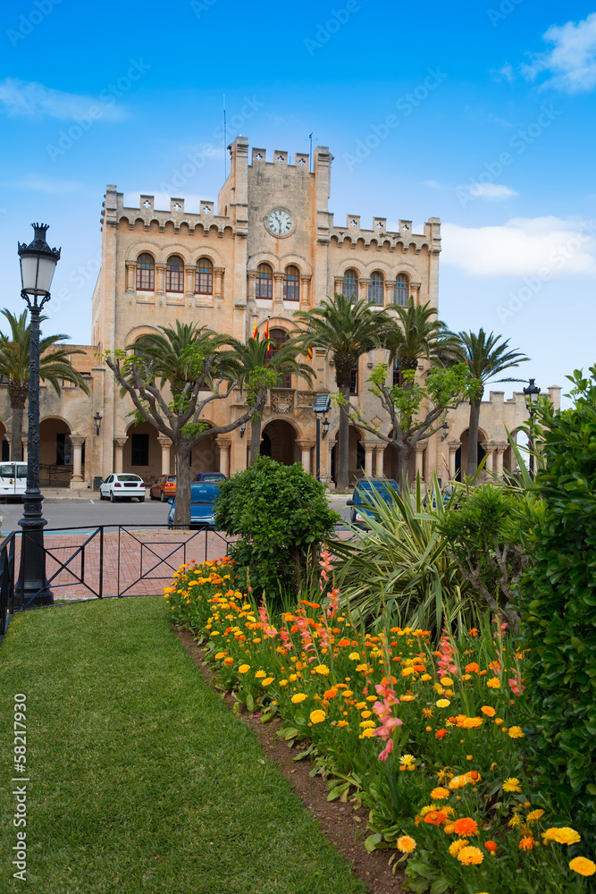 Fototapeta premium Ciutadella Menorca city Town Hall and gardens