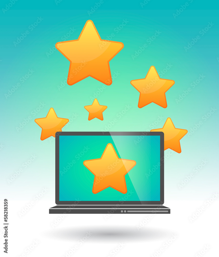Laptop with stars Laptop with stars