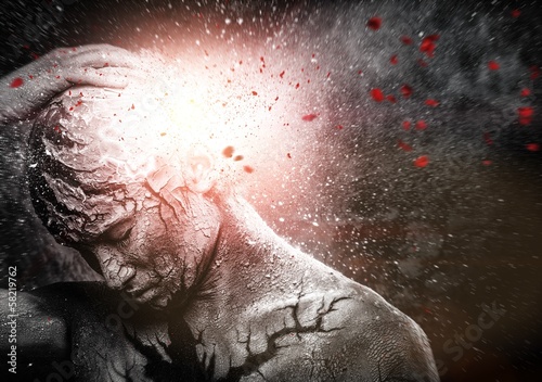 Fotografie Man with conceptual spiritual body art