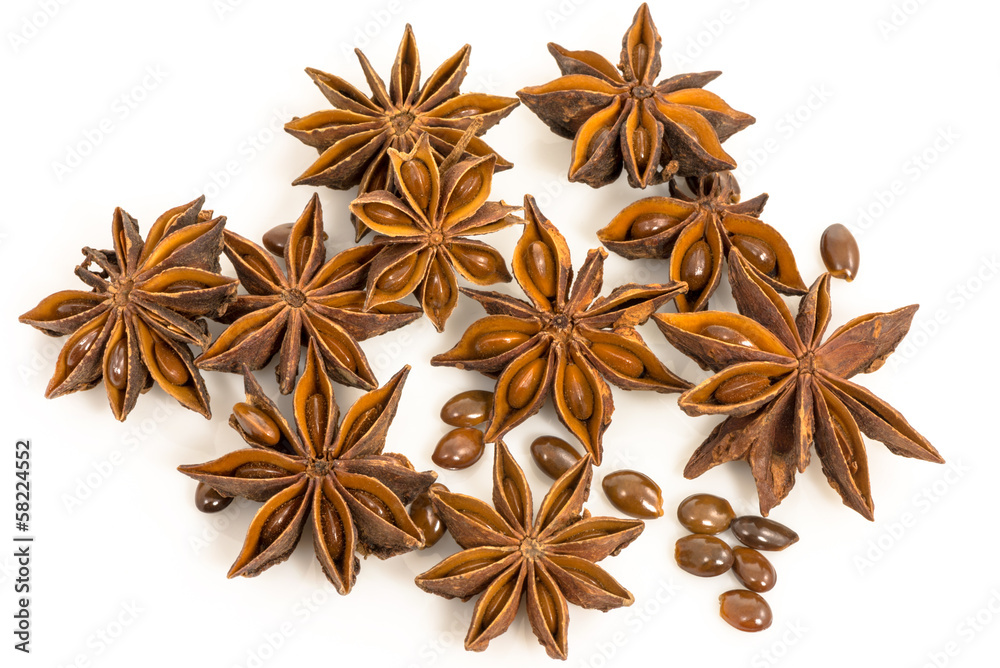star anise. dried seeds of the plant Pimpinella anisum L. star anise. dried seeds of the plant Pimpinella anisum L.