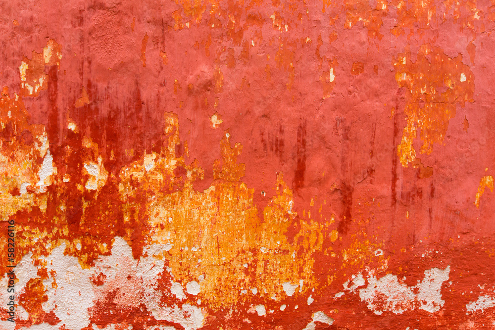 Fototapeta premium Menorca Ciutadella red grunge facade texture
