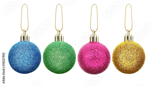 фотографія New year toys and decorations isolated on a white background.