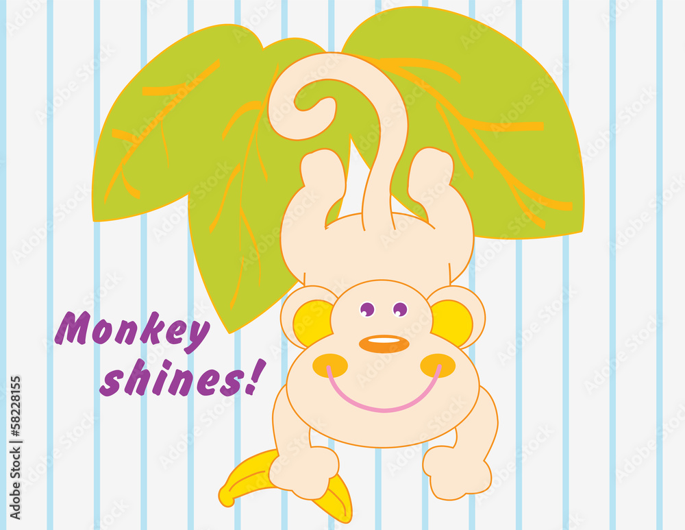 Monkey on liana with banana Monkey on liana with banana