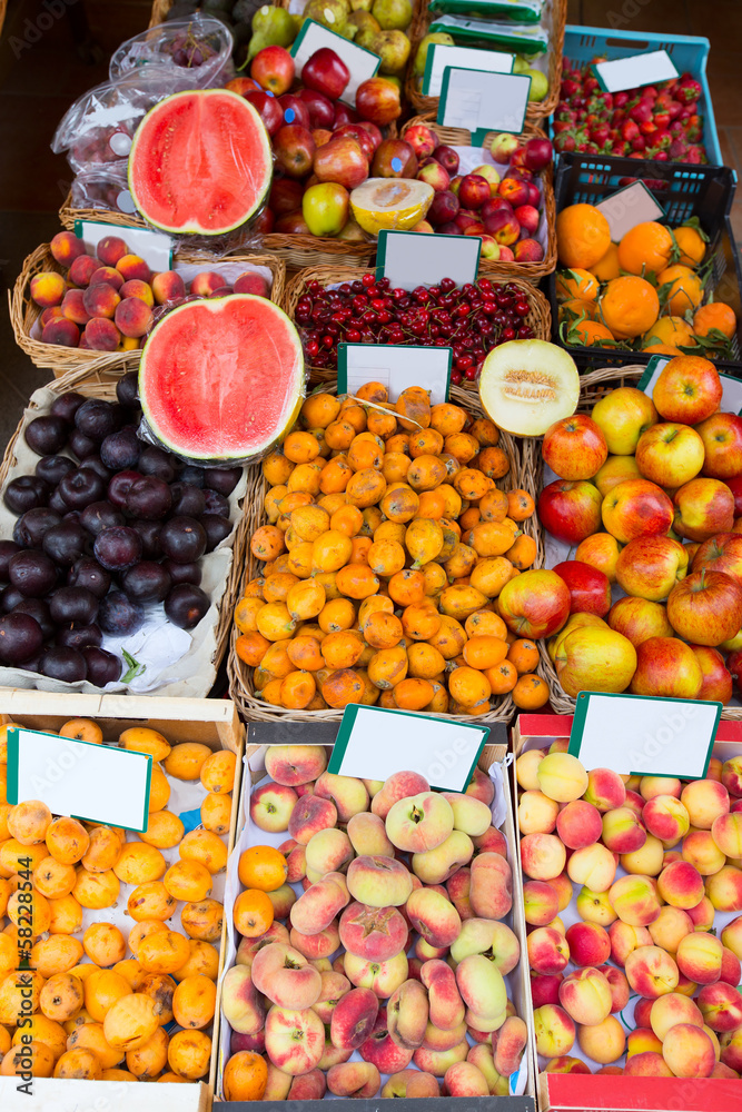 Mediterranean summer fruits in Balearic Islands market