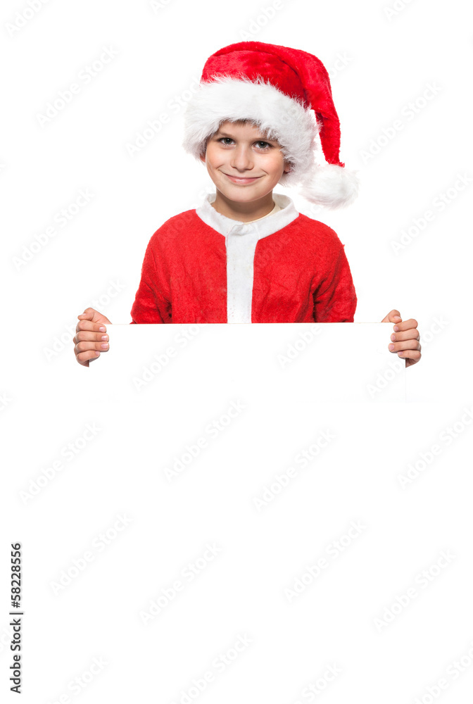 Boy holding a christmas poster Boy holding a christmas poster