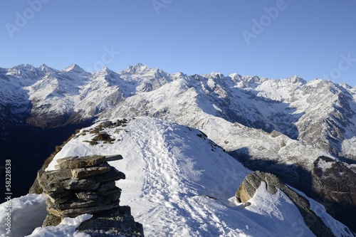 Majestic high mountain winter scene