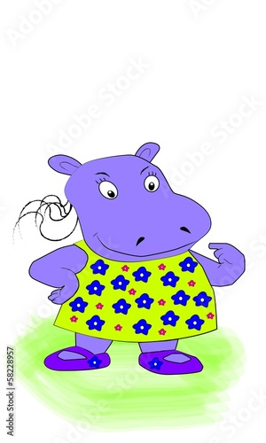 Hipopótamo con vestido de flores